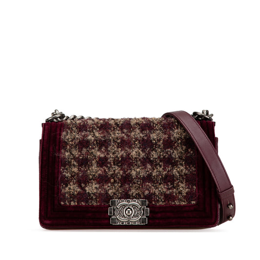 Chanel Old Medium Velvet and Tweed Boy Flap