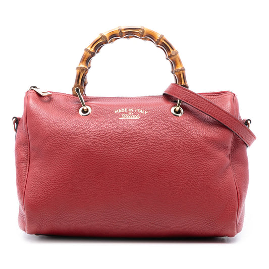 Gucci Medium Calfskin Bamboo Shopper Boston Bag