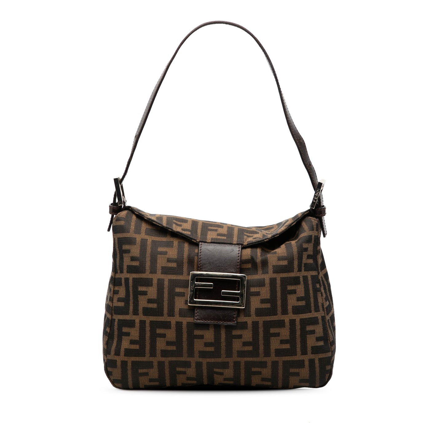 Fendi Zucca Canvas Double Flap Shoulder Bag