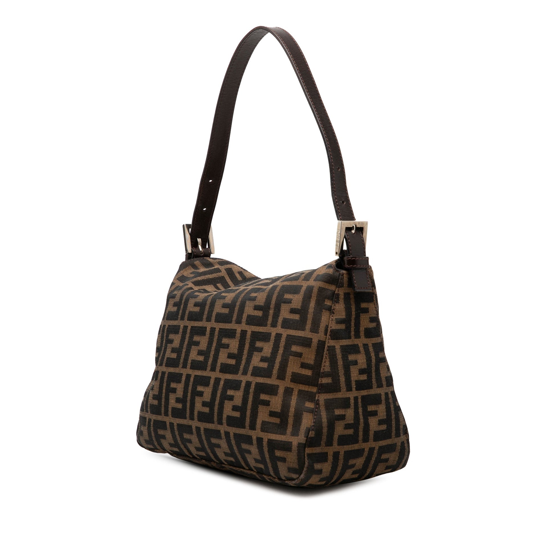 Fendi Zucca Canvas Double Flap Shoulder Bag
