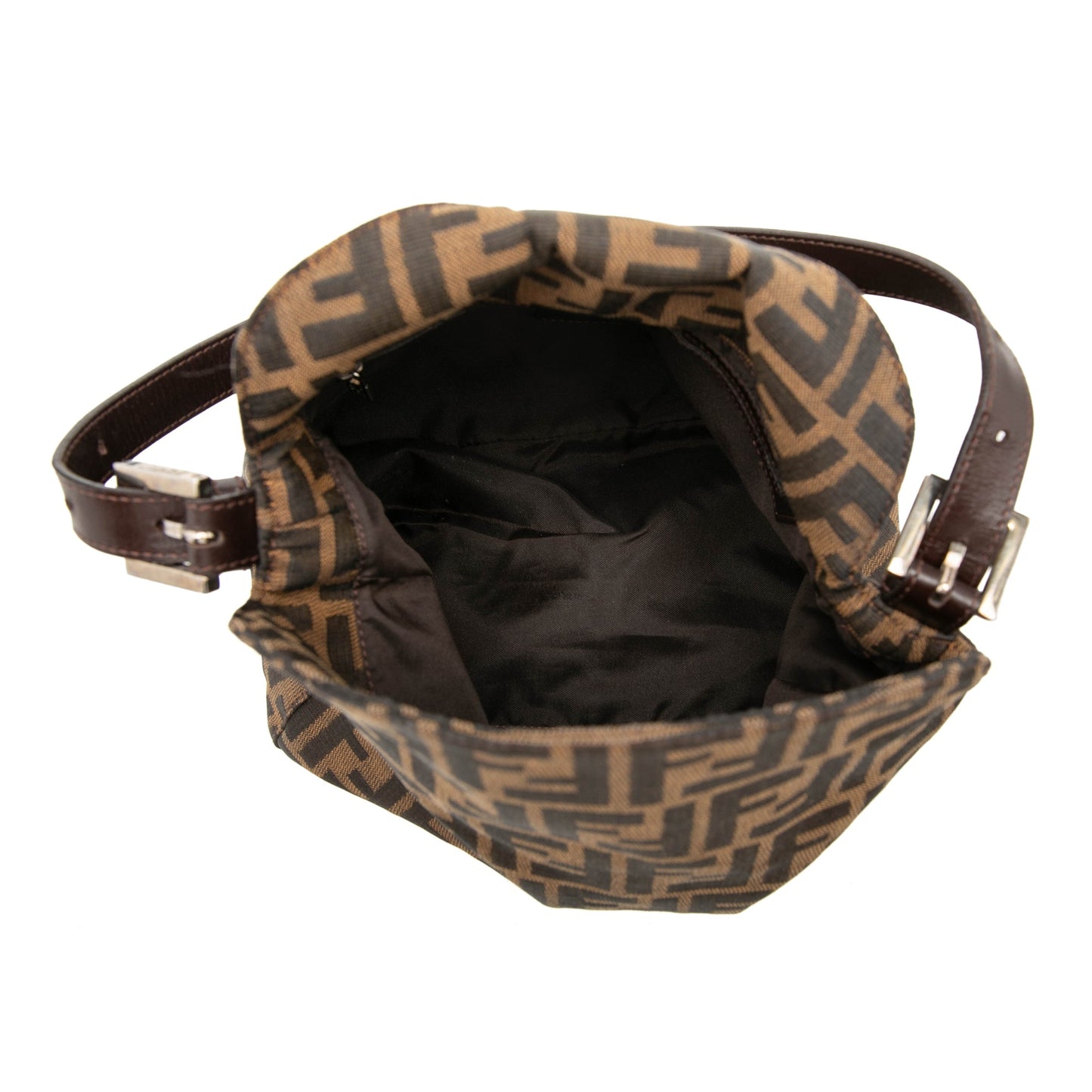 Fendi Zucca Canvas Double Flap Shoulder Bag