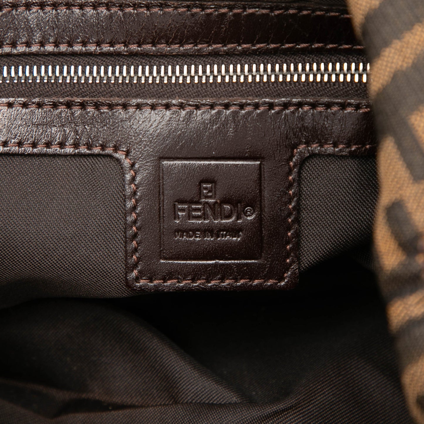 Fendi Zucca Canvas Double Flap Shoulder Bag