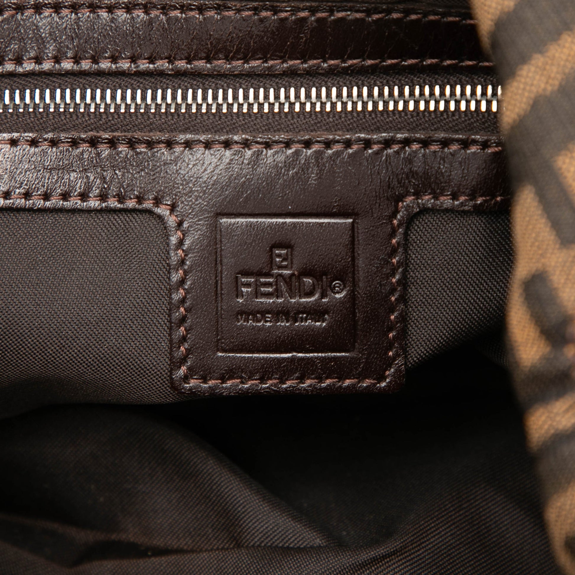Fendi Zucca Canvas Double Flap Shoulder Bag