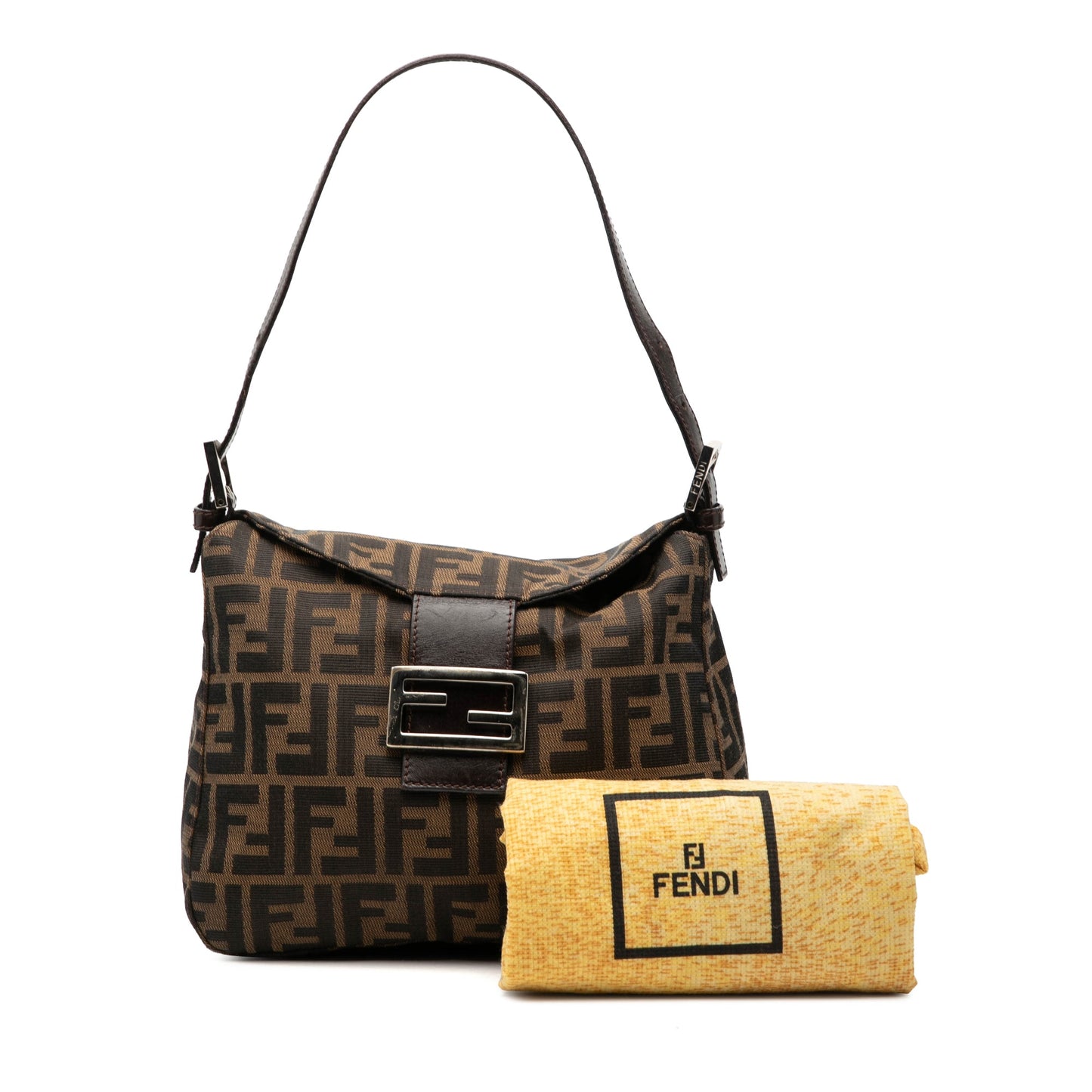 Fendi Zucca Canvas Double Flap Shoulder Bag