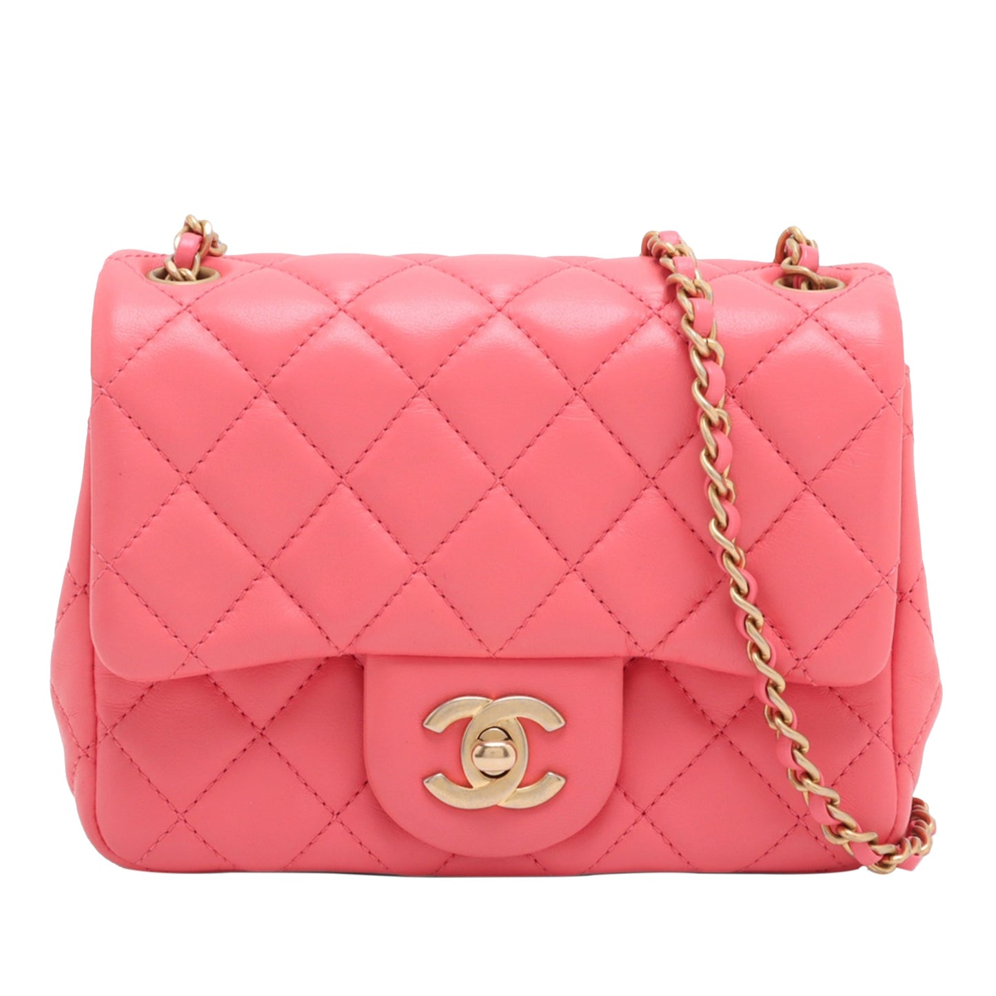 Chanel Mini Square Classic Lambskin Pearl Crush Single Flap