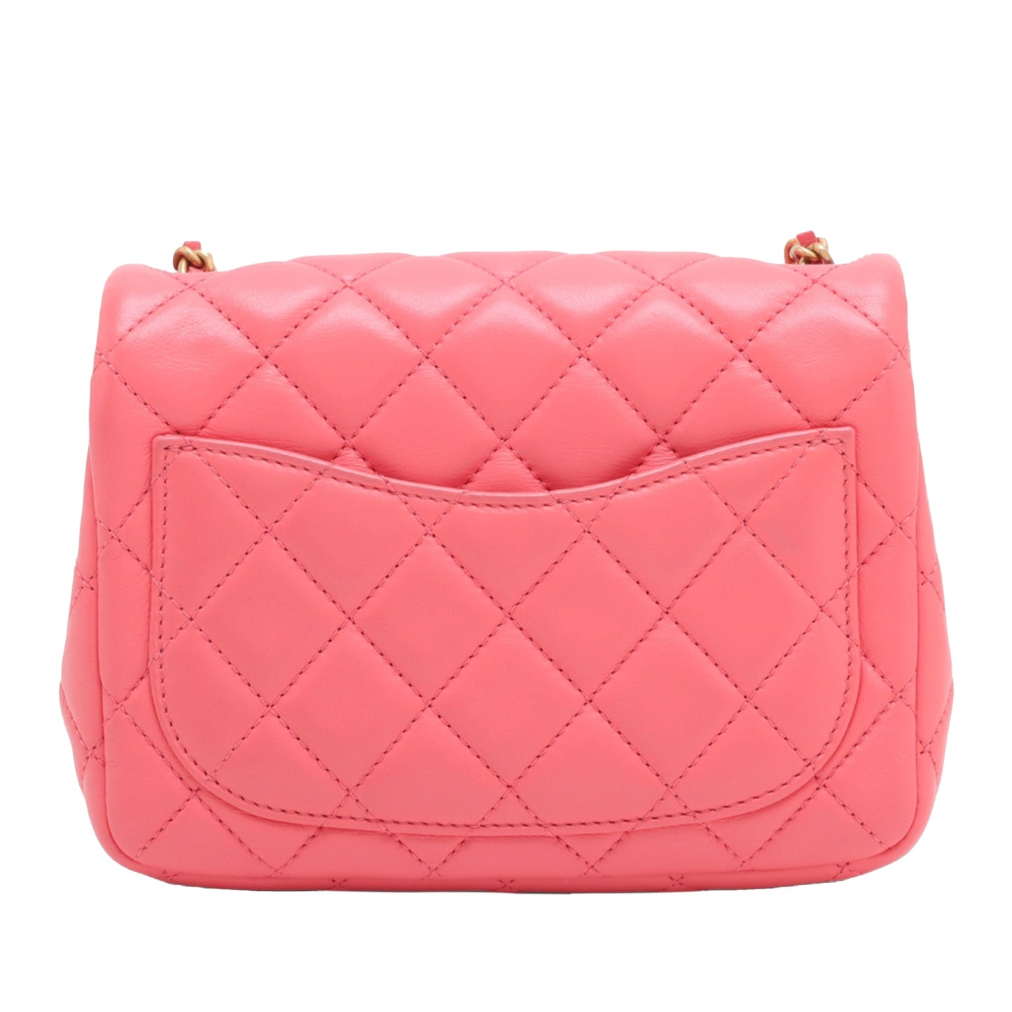 Chanel Mini Square Classic Lambskin Pearl Crush Single Flap