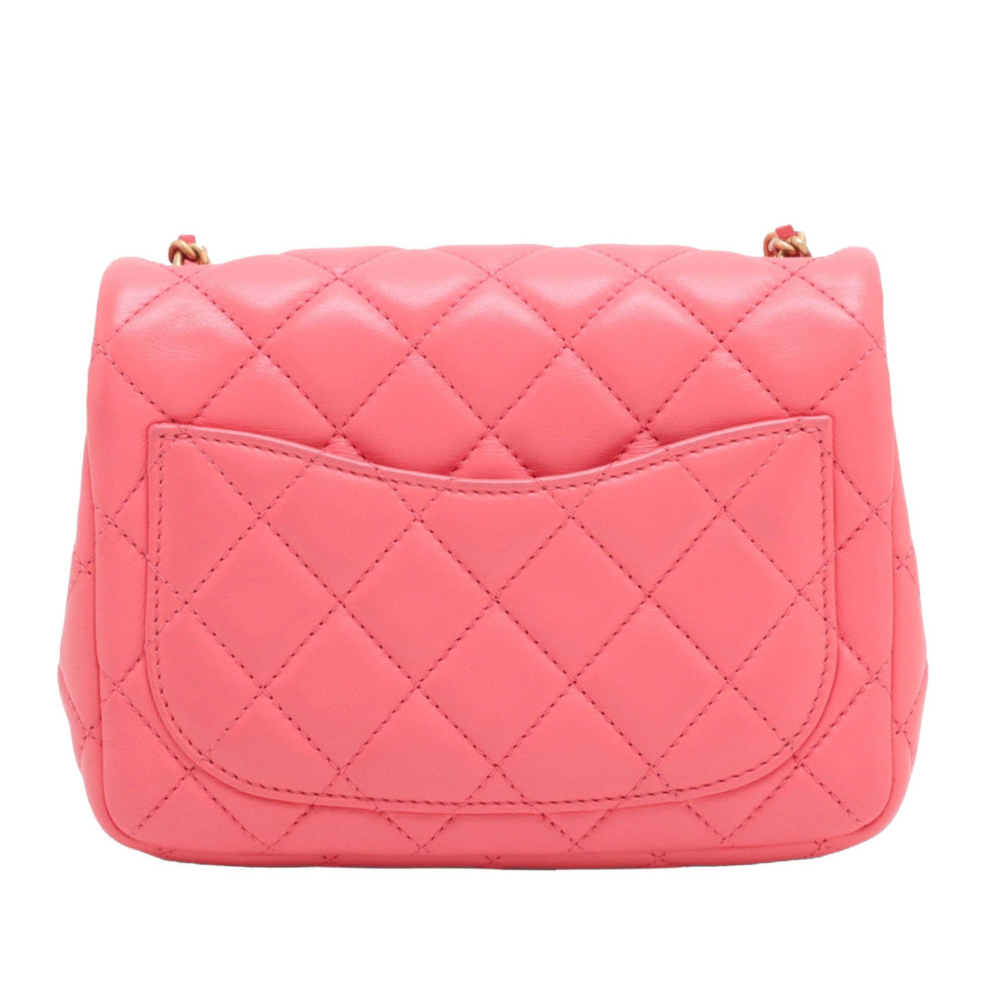 Chanel Mini Square Classic Lambskin Pearl Crush Single Flap