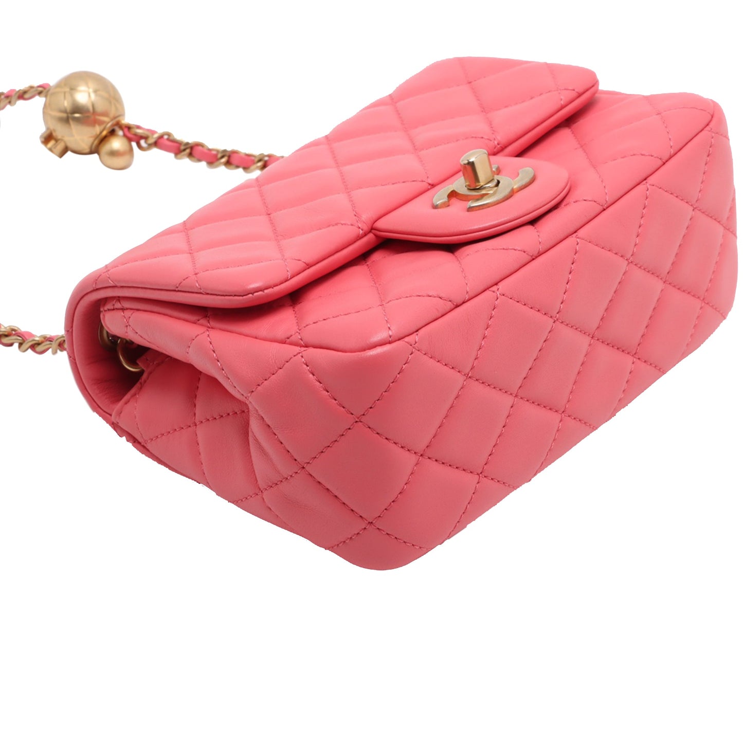 Chanel Mini Square Classic Lambskin Pearl Crush Single Flap