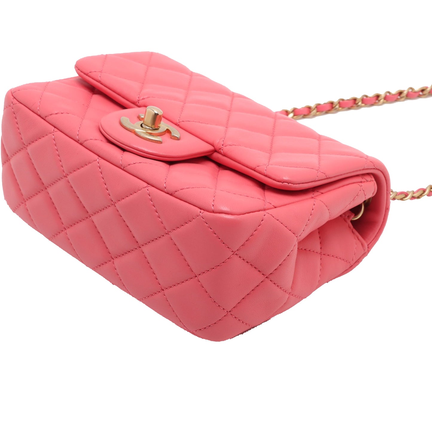 Chanel Mini Square Classic Lambskin Pearl Crush Single Flap