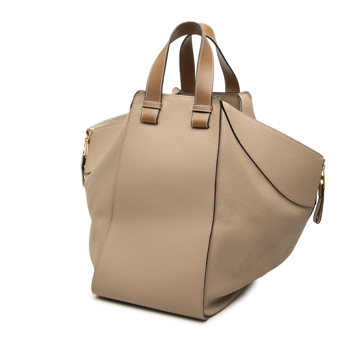 LOEWE Medium Grained Calfskin Hammock Satchel — Beige