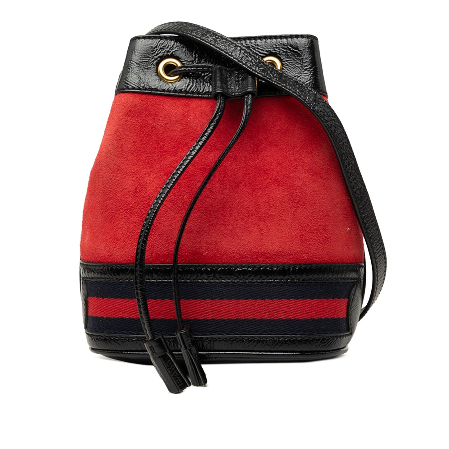 Gucci Mini Suede and Patent Web Ophidia Bucket Bag