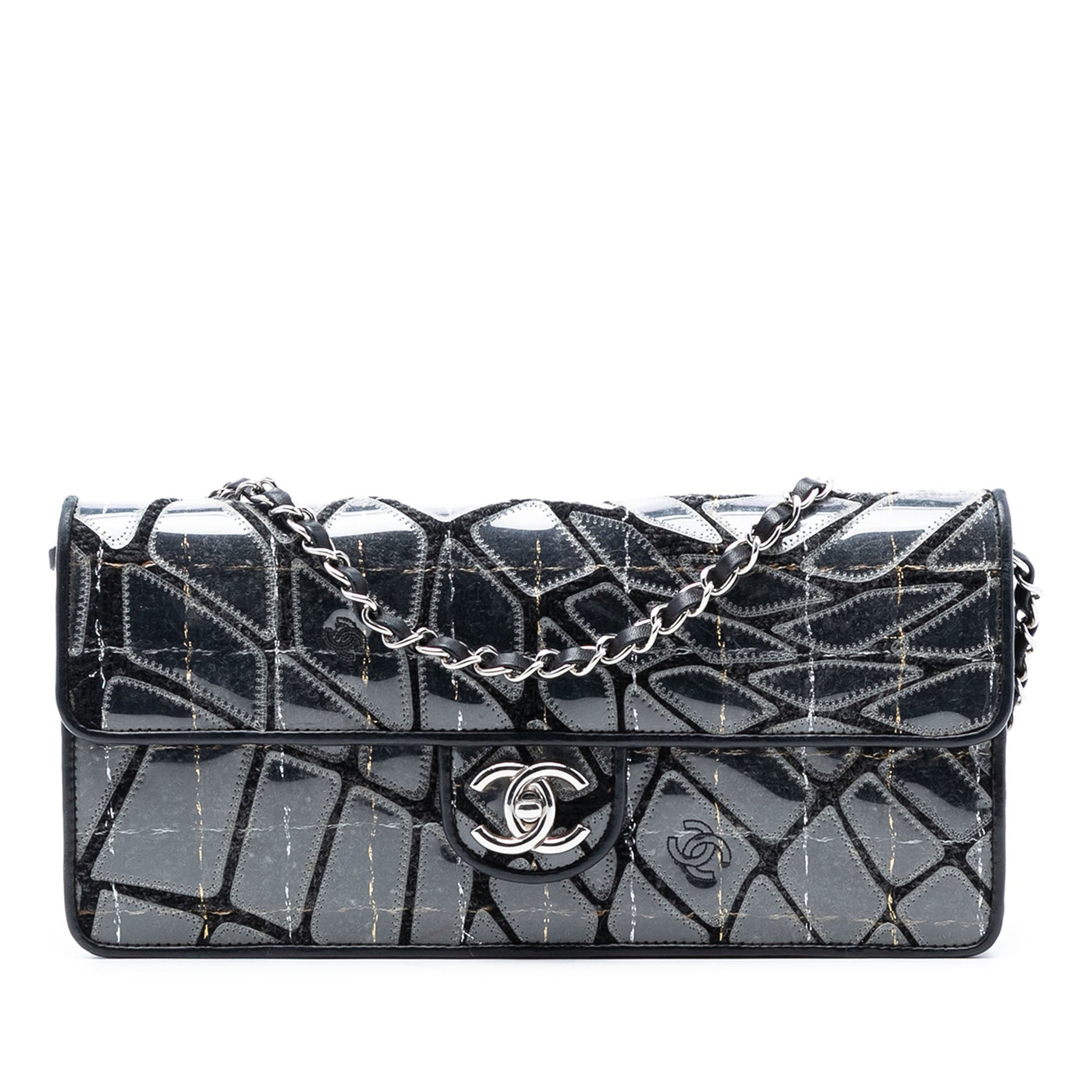Chanel CC PVC Wool and Leather Scale East West Flap