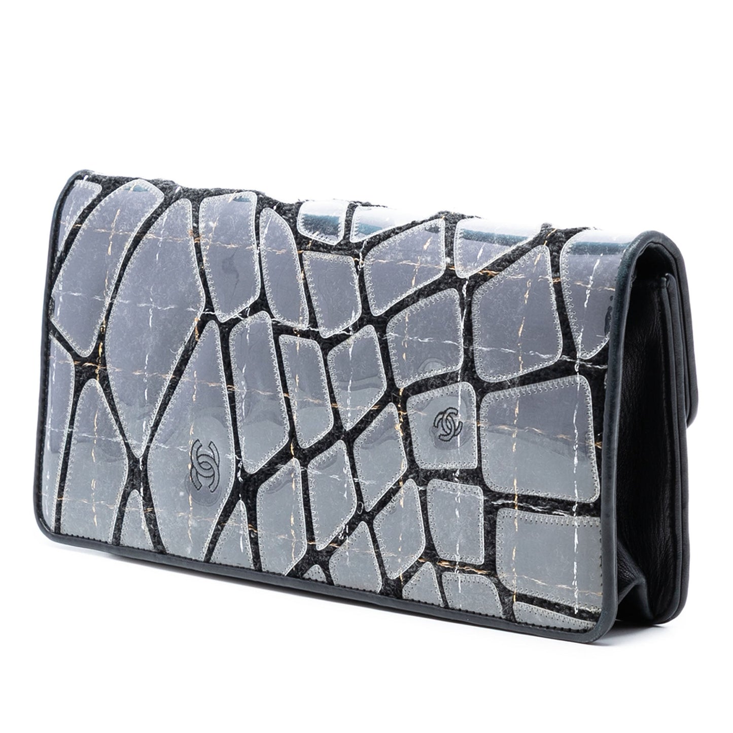 Chanel CC PVC Wool and Leather Scale East West Flap