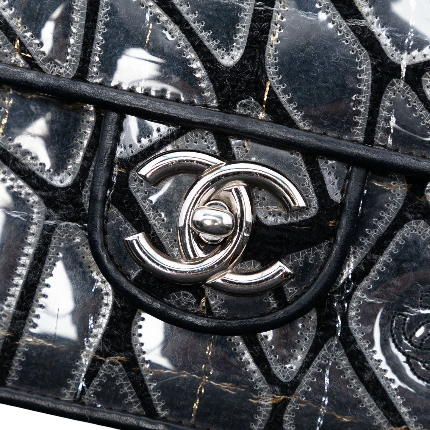 Chanel CC PVC Wool and Leather Scale East West Flap