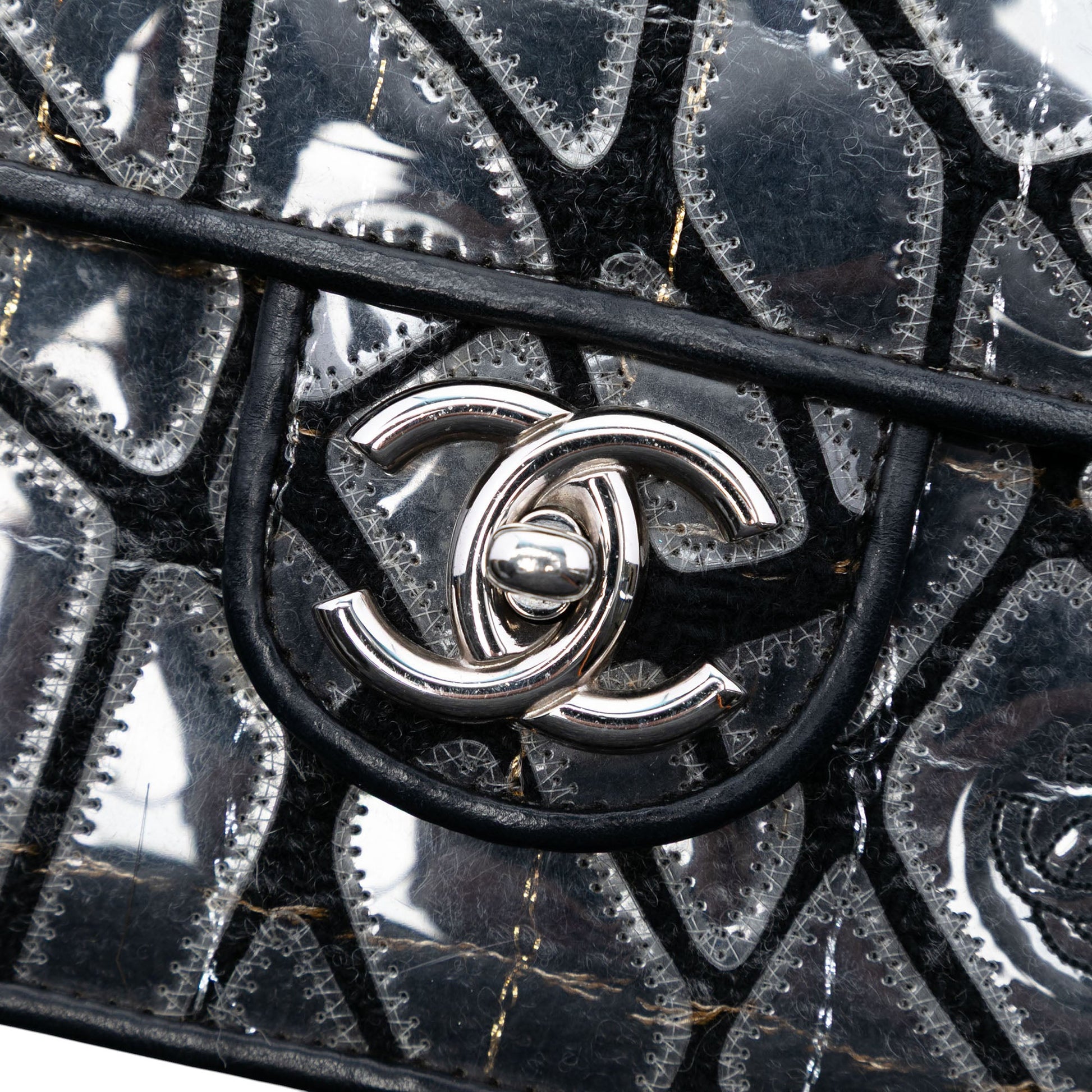 Chanel CC PVC Wool and Leather Scale East West Flap