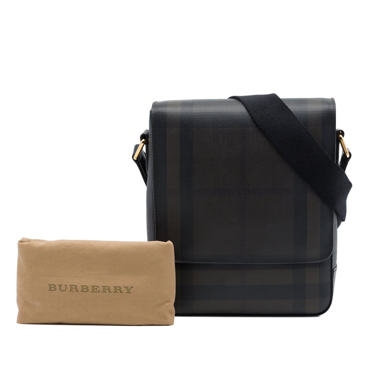 Burberry Smoked Check Coated Canvas Greenford Messenger Bag