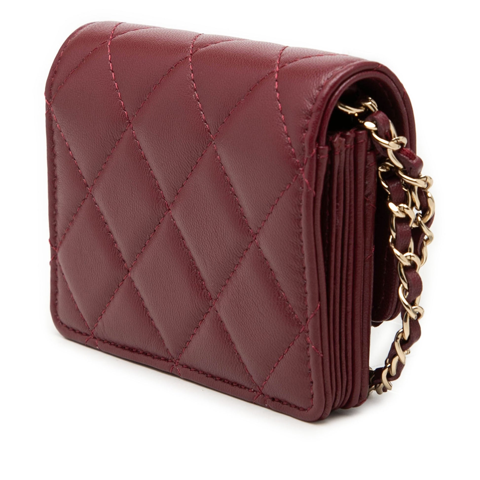 Chanel CC Quilted Lambskin Card Holder On Chain