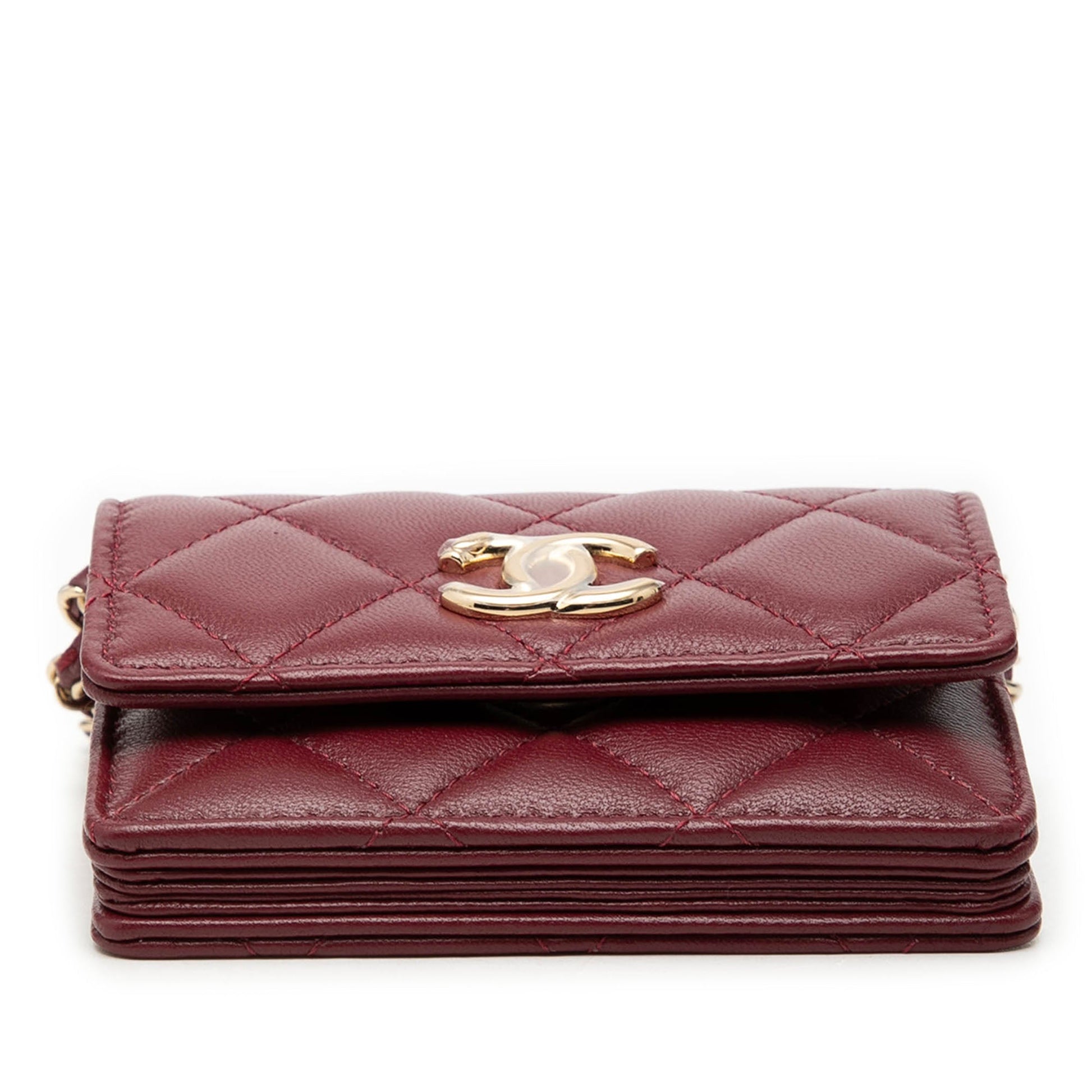 Chanel CC Quilted Lambskin Card Holder On Chain