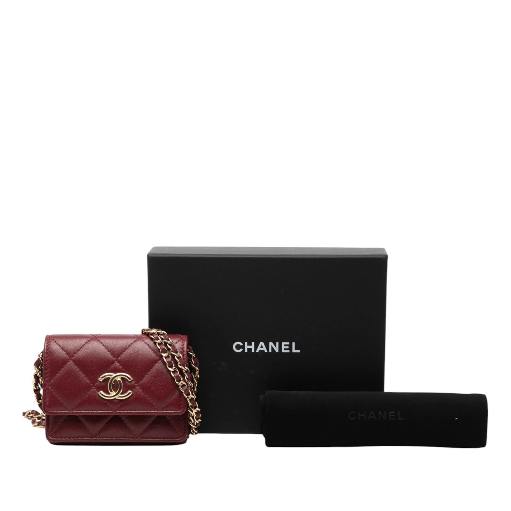 Chanel CC Quilted Lambskin Card Holder On Chain