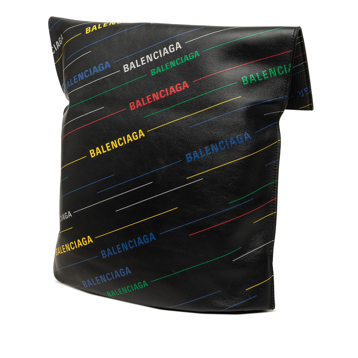 Balenciaga Calfskin Allover Logo Shopper Tote — Black
