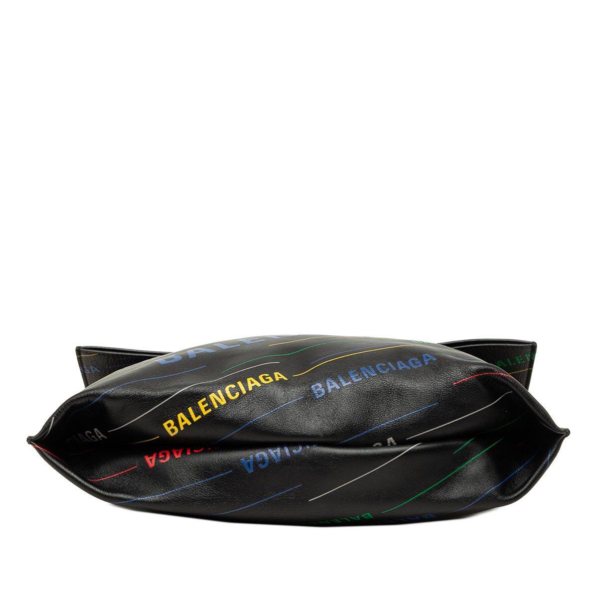 Balenciaga Calfskin Allover Logo Shopper Tote — Black