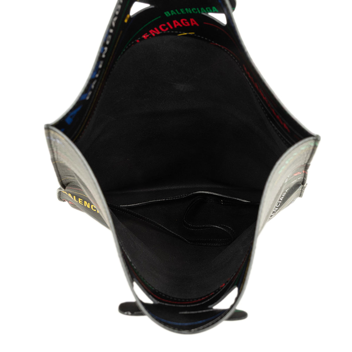 Balenciaga Calfskin Allover Logo Shopper Tote — Black