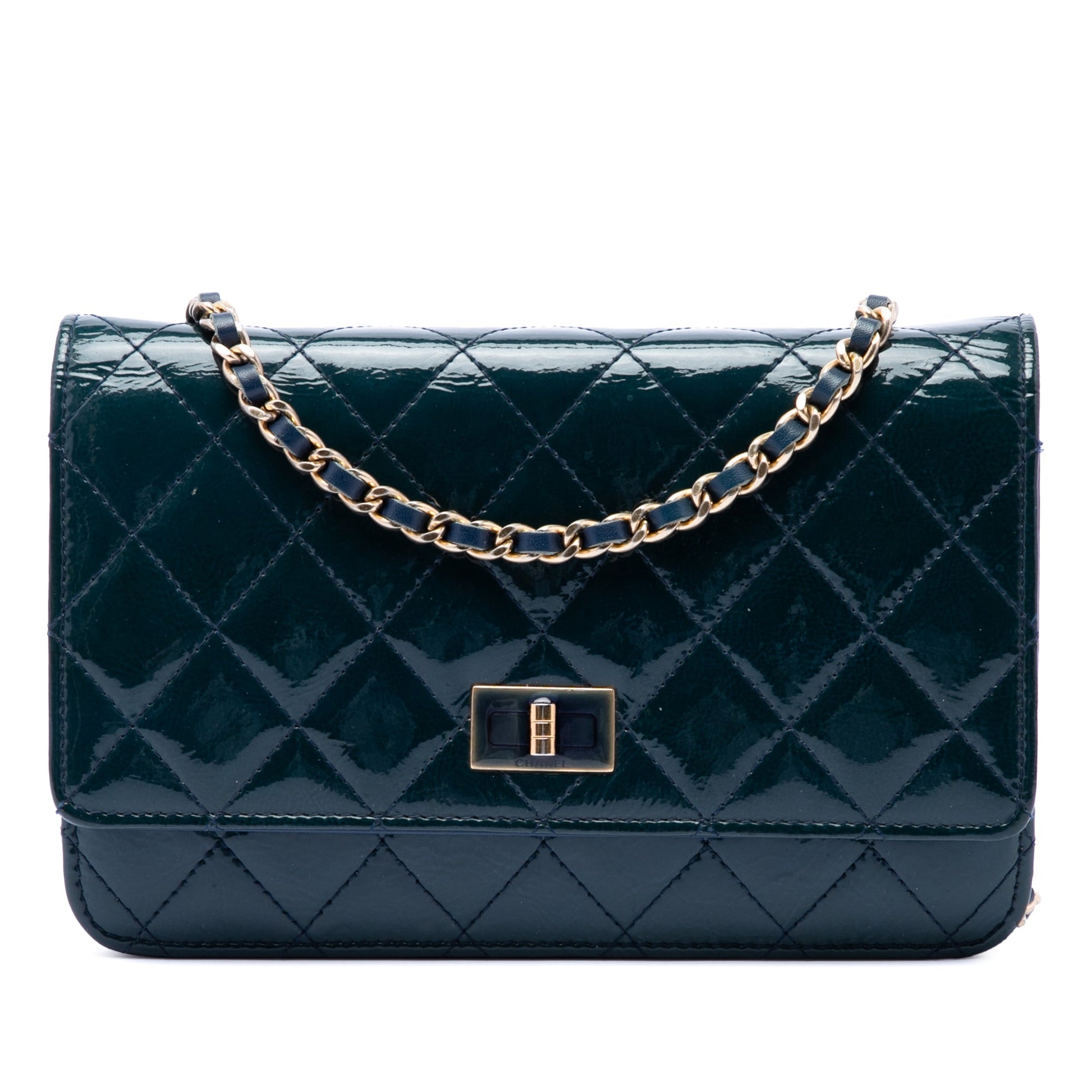 Chanel Quilted Patent Reissue 2.55 Wallet On Chain