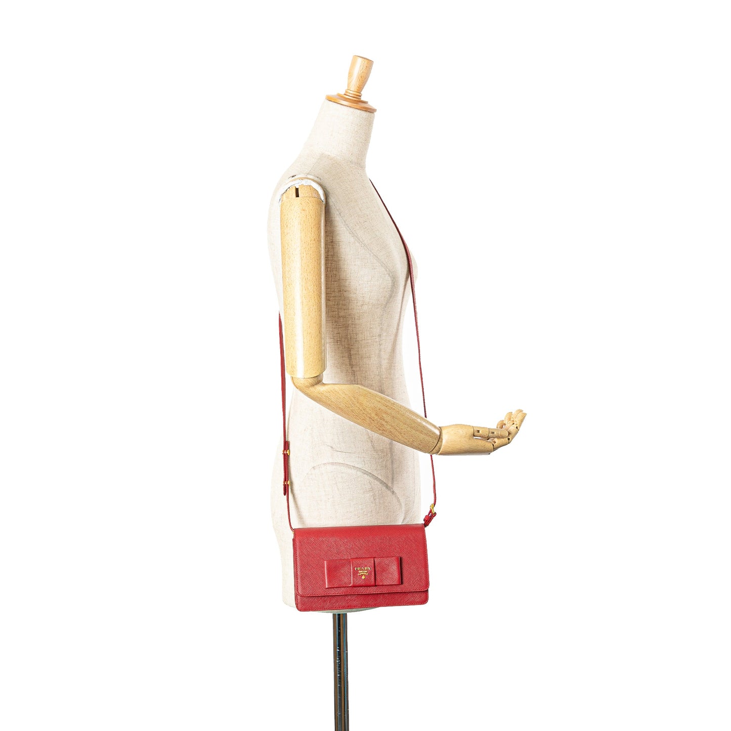 Prada Saffiano Lux Bow Wallet On Strap