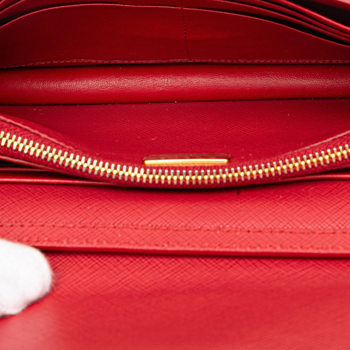 Prada Saffiano Lux Bow Wallet On Strap