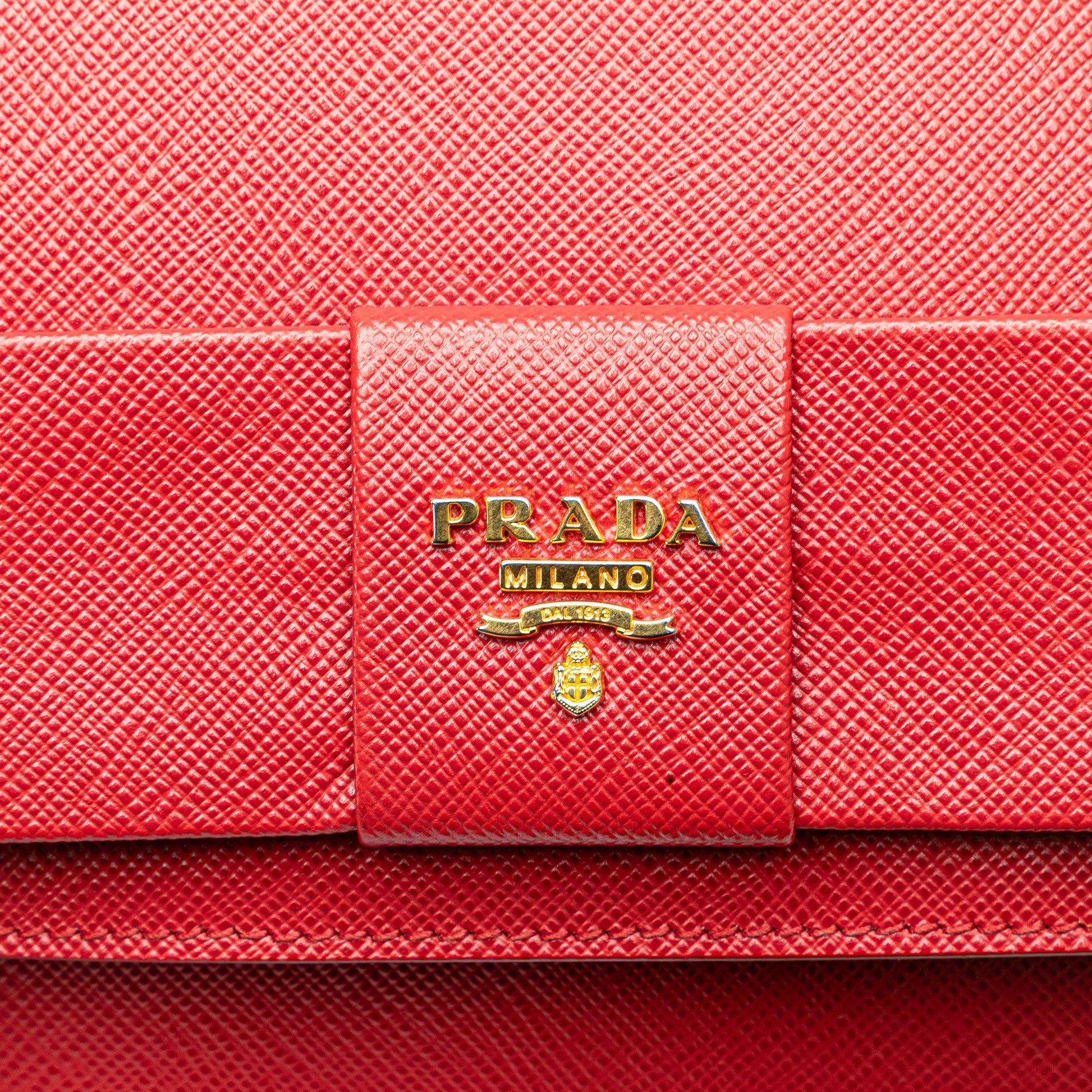 Prada Saffiano Lux Bow Wallet On Strap