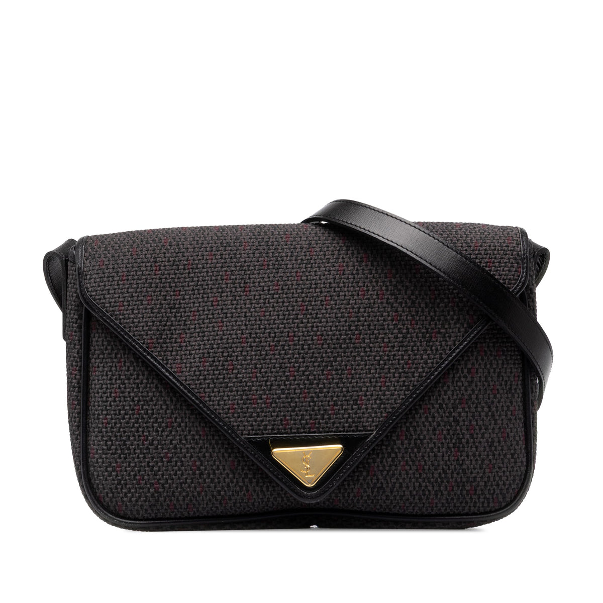Saint Laurent Leather Trimmed Coated Canvas Crossbody — Gray