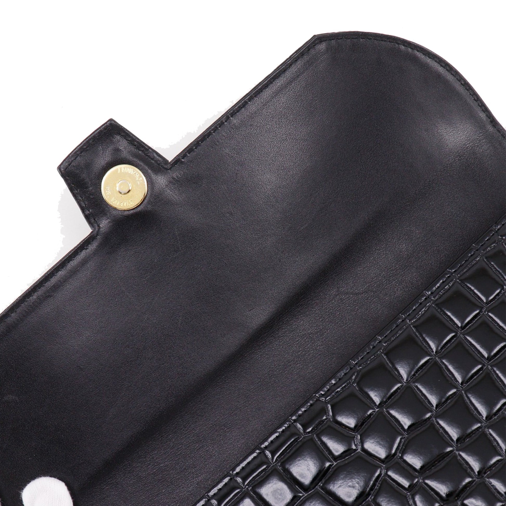 Saint Laurent Croc Embossed Patent Clutch