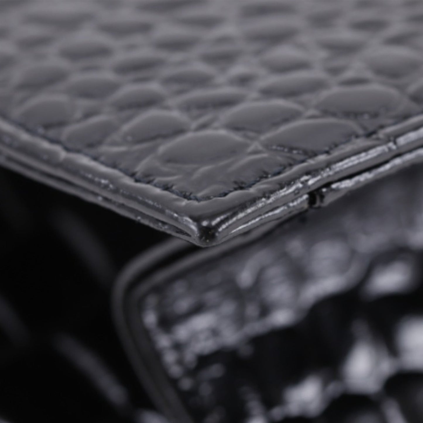 Saint Laurent Croc Embossed Patent Clutch