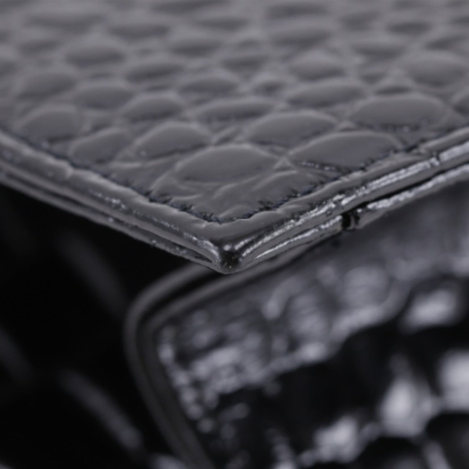 Saint Laurent Croc Embossed Patent Clutch
