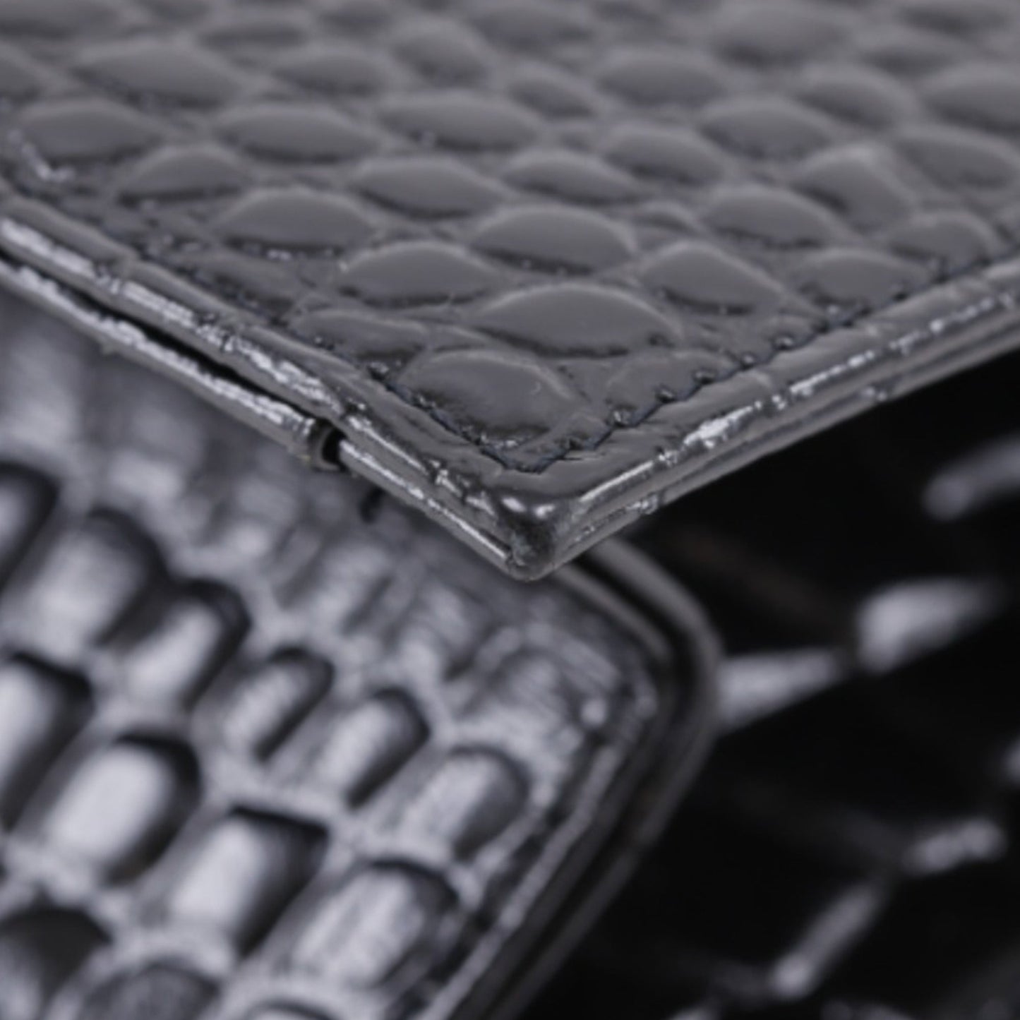Saint Laurent Croc Embossed Patent Clutch