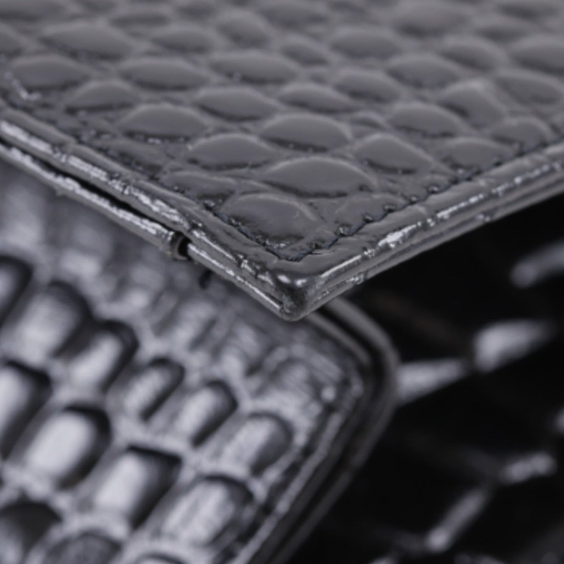 Saint Laurent Croc Embossed Patent Clutch