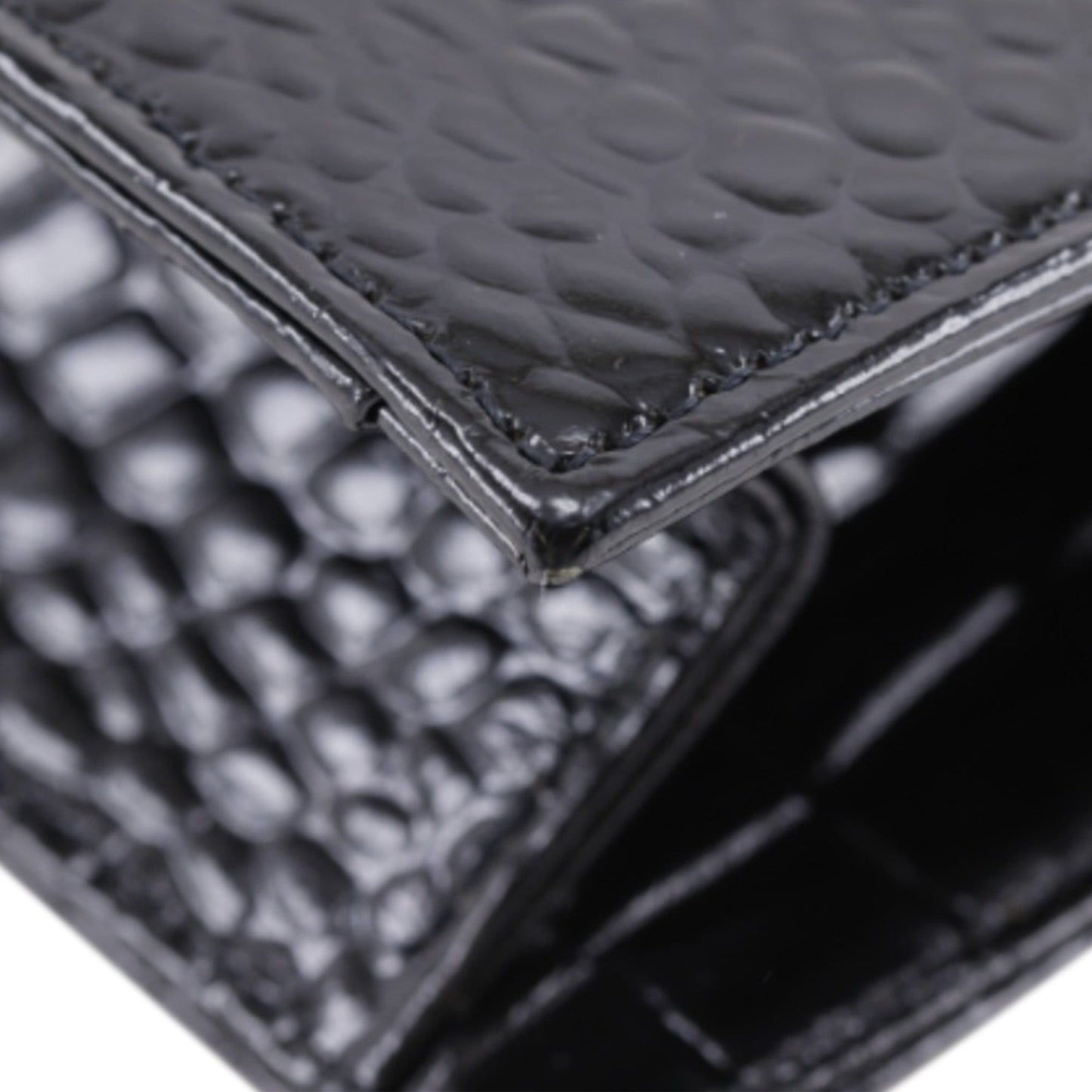 Saint Laurent Croc Embossed Patent Clutch
