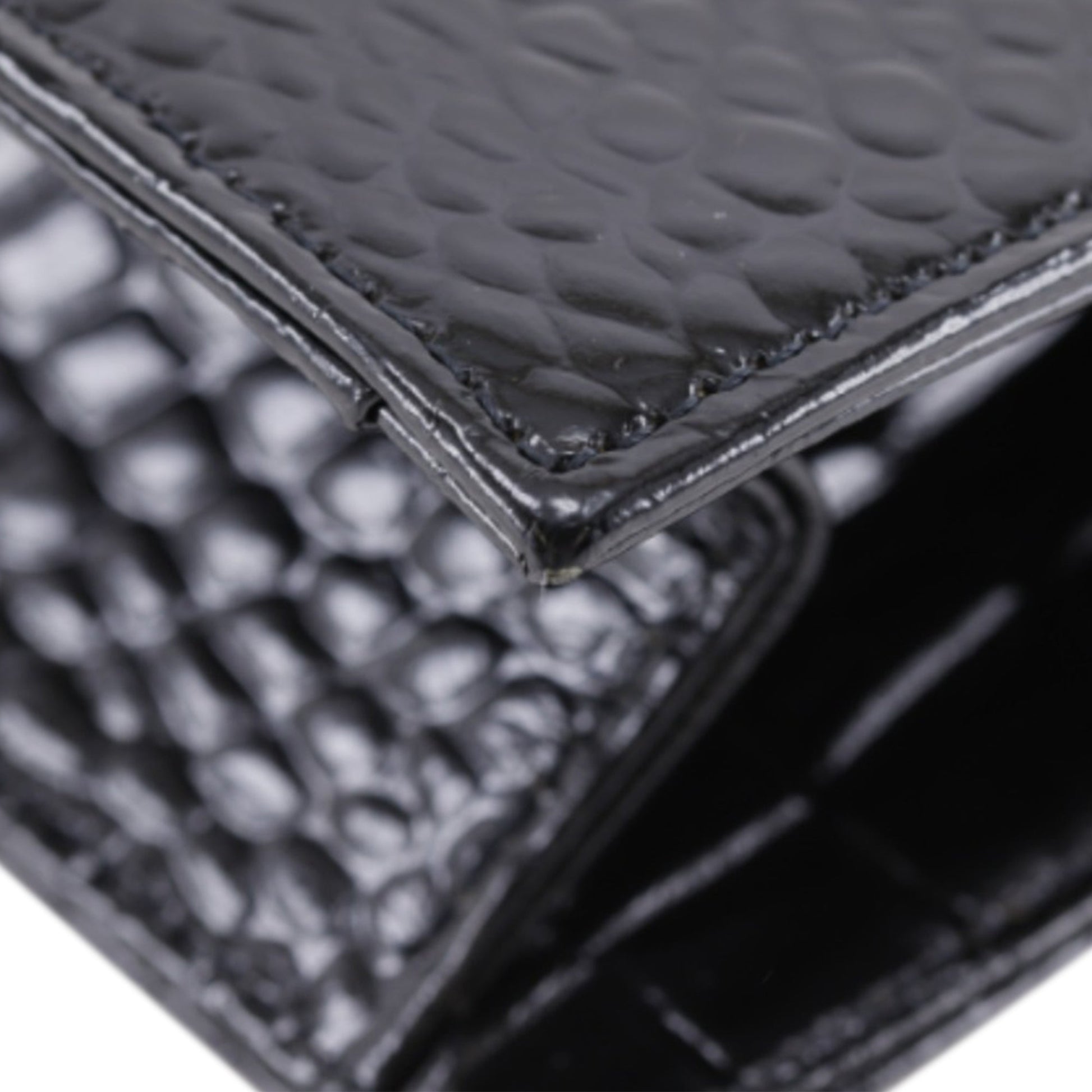 Saint Laurent Croc Embossed Patent Clutch