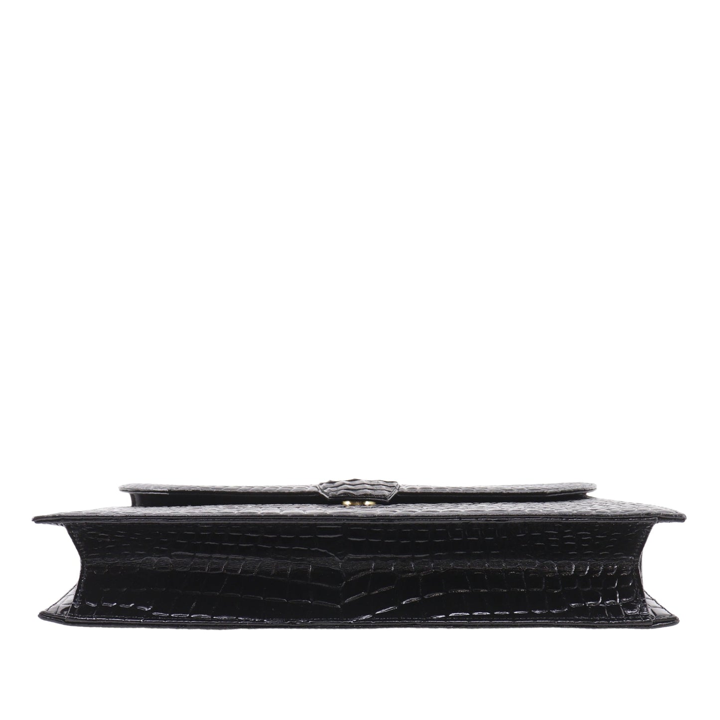 Saint Laurent Croc Embossed Patent Clutch