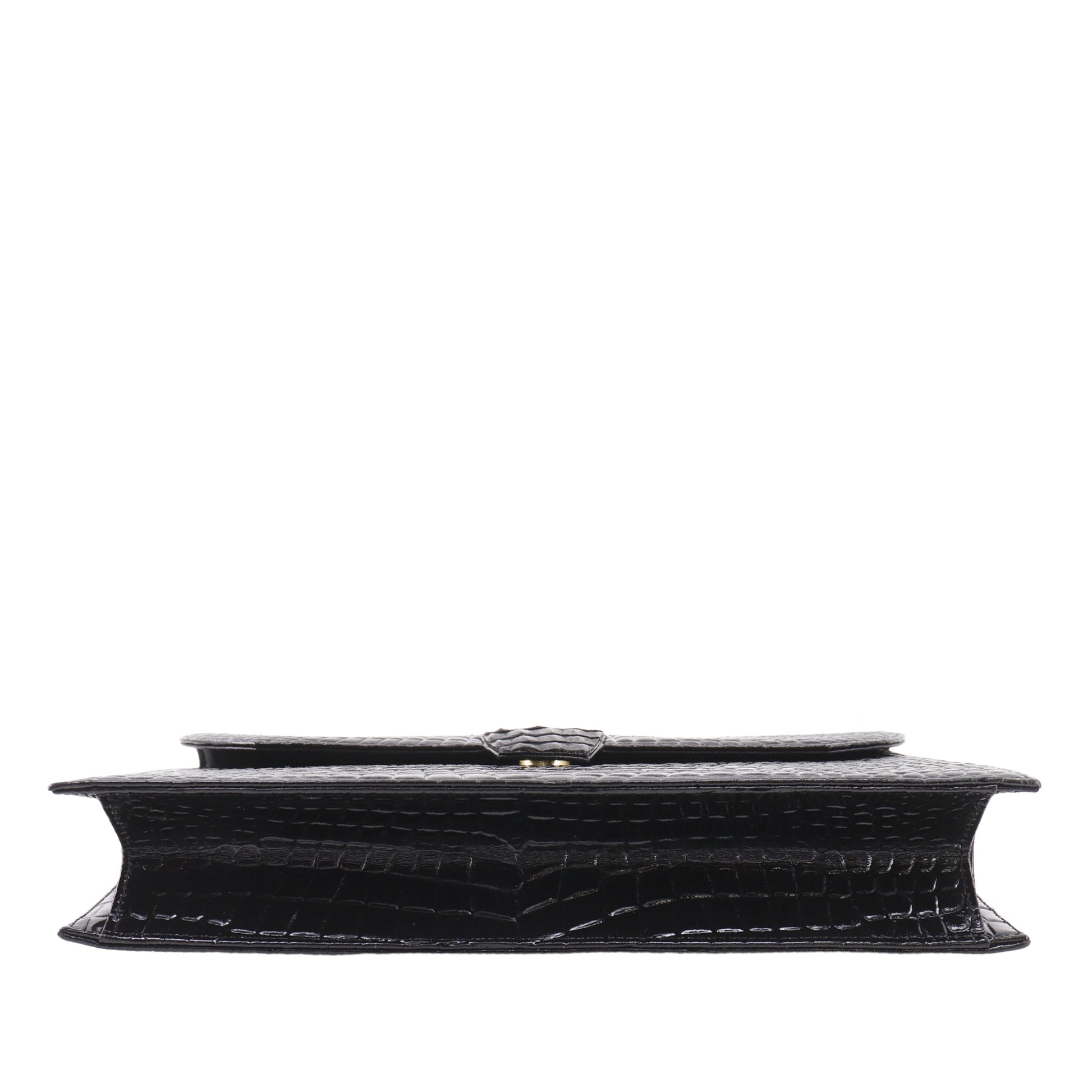 Saint Laurent Croc Embossed Patent Clutch