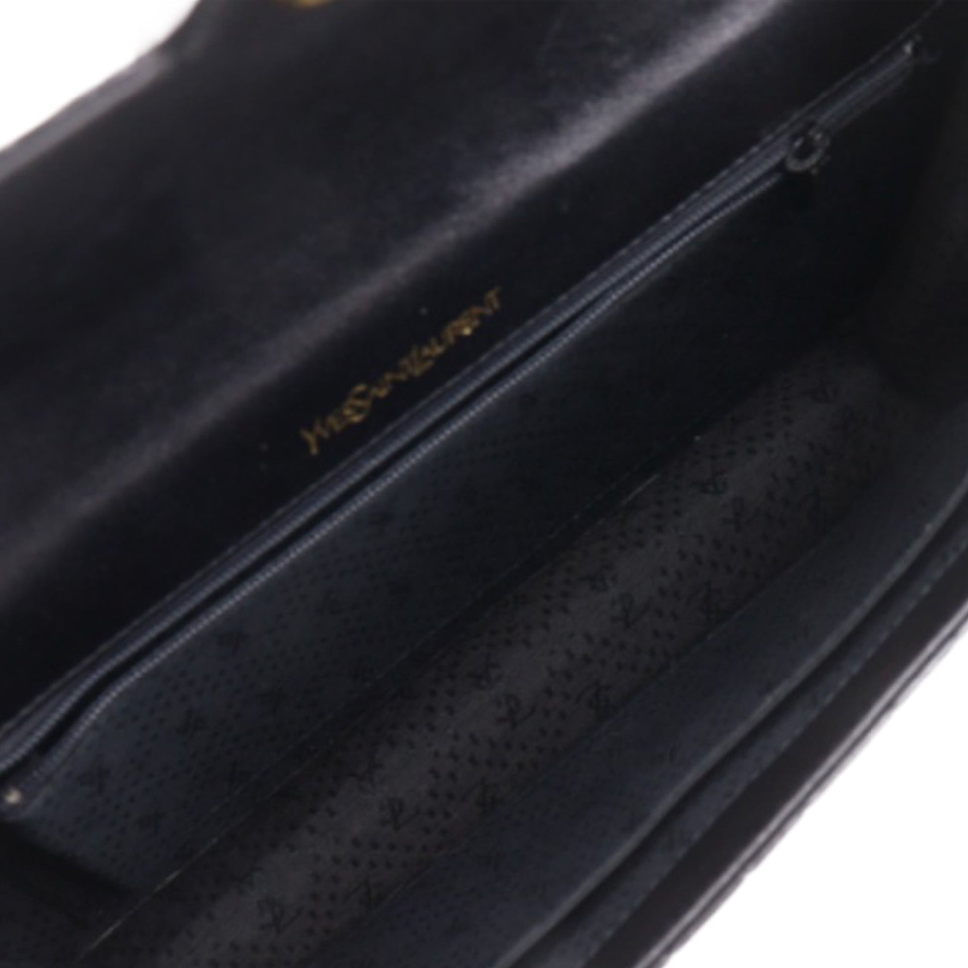 Saint Laurent Croc Embossed Patent Clutch