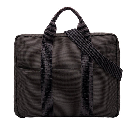 Hermès Canvas Herline Porte Documents — Brown