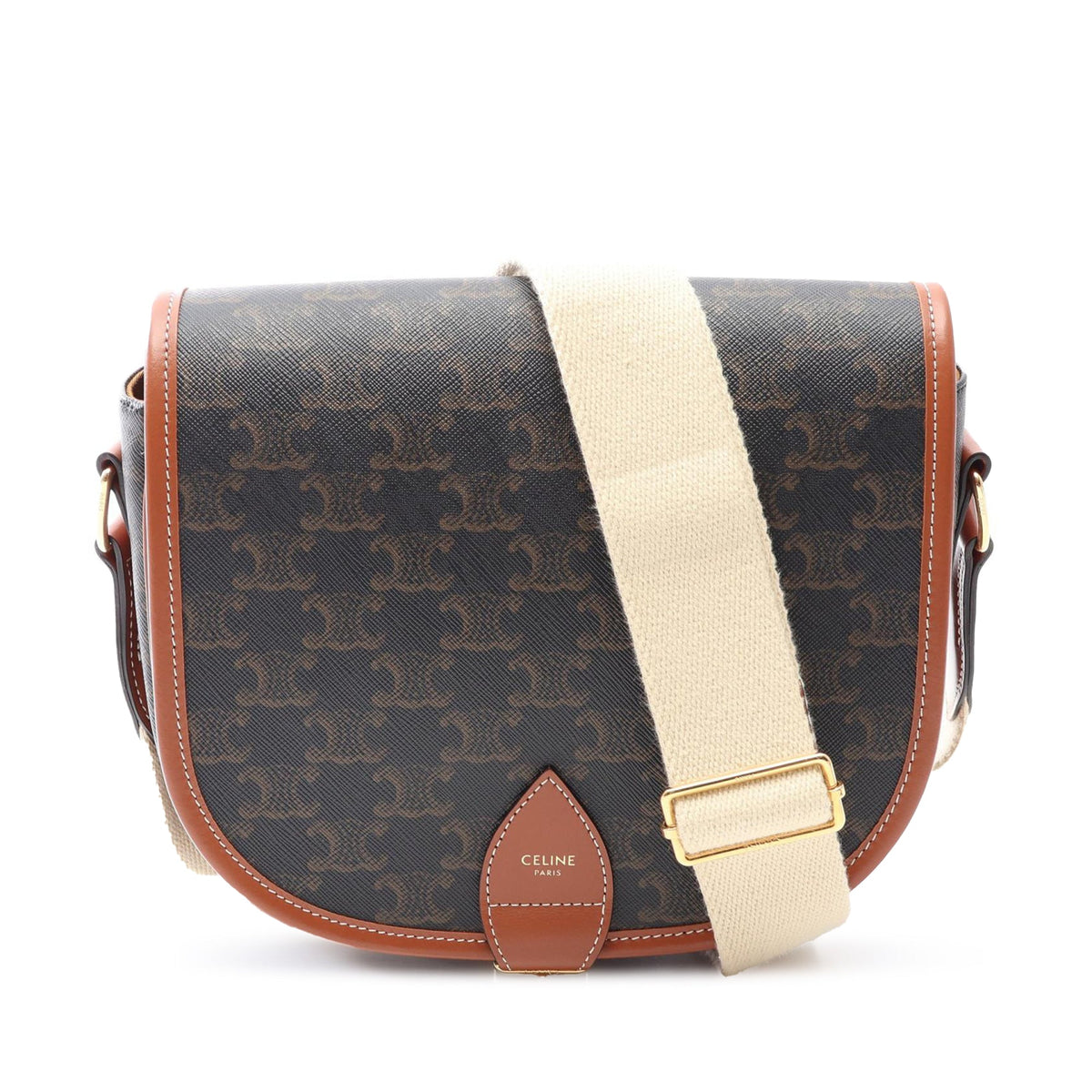 Celine Medium Triomphe Coated Canvas Folco Crossbody