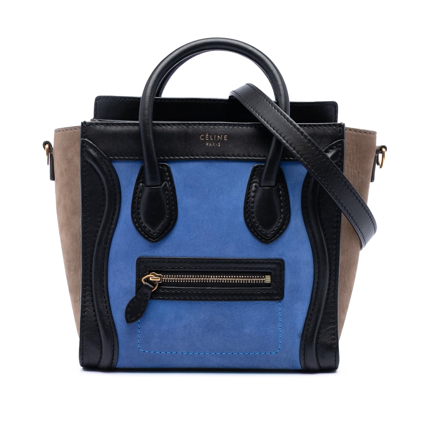 Celine Nano Tricolor Nubuck and Calfskin Luggage Tote