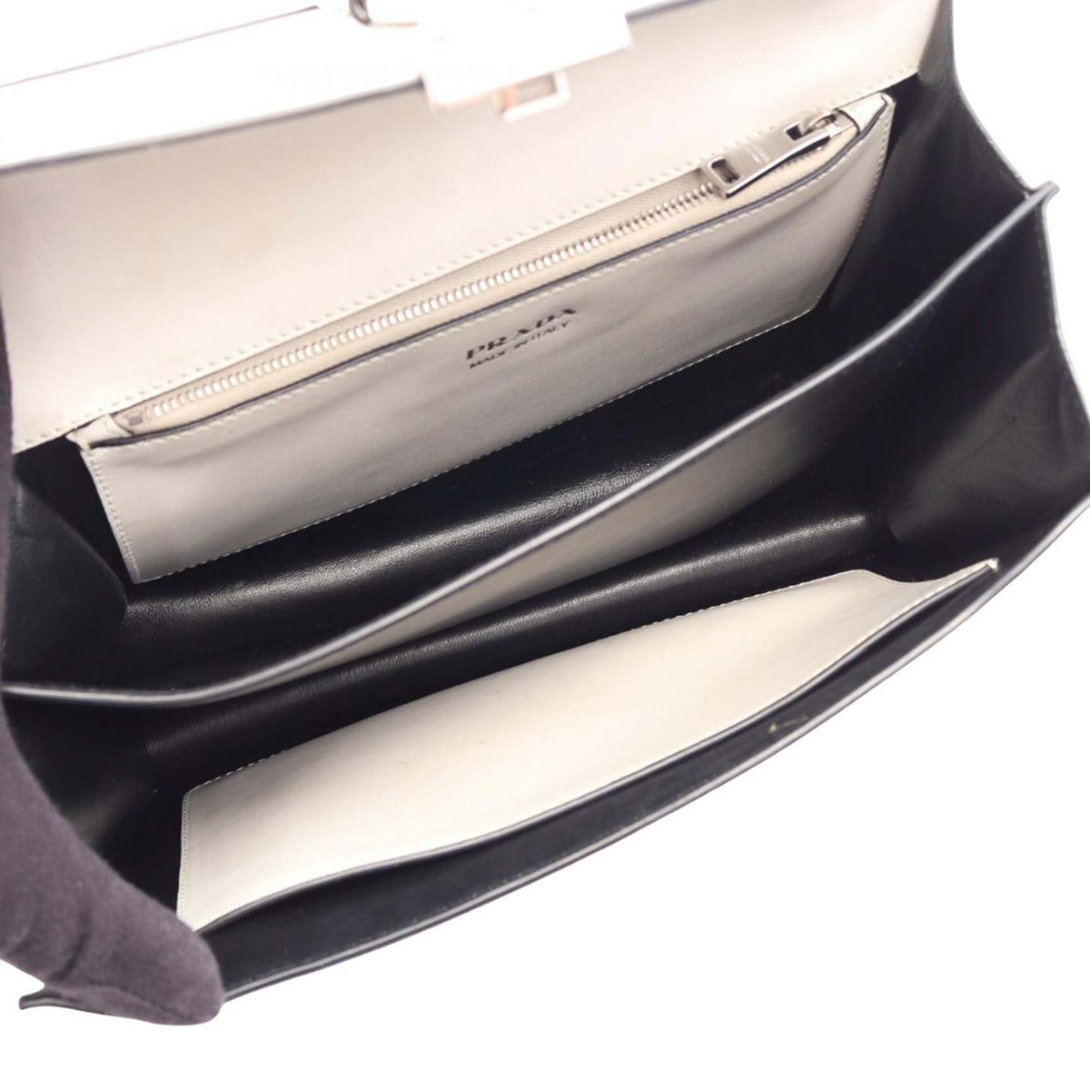 Prada City Calf and Saffiano Studded Elektra Satchel — White