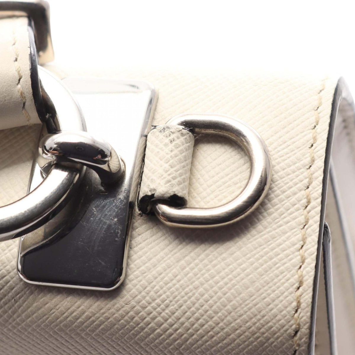 Prada City Calf and Saffiano Studded Elektra Satchel — White