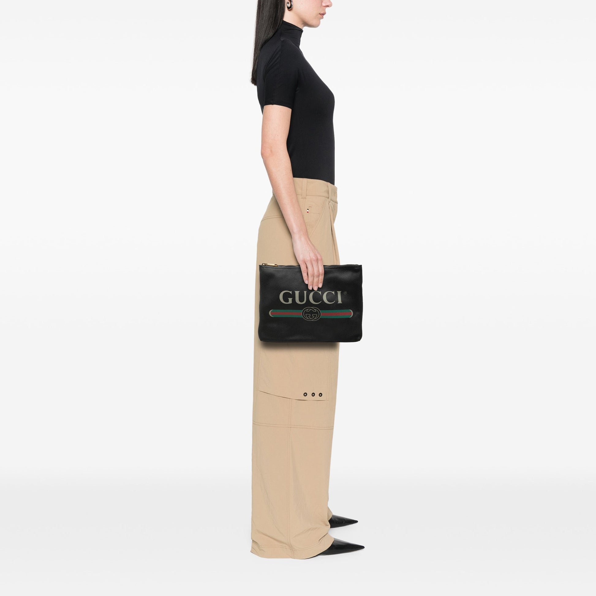 Gucci Medium Calfskin Logo Portfolio Clutch