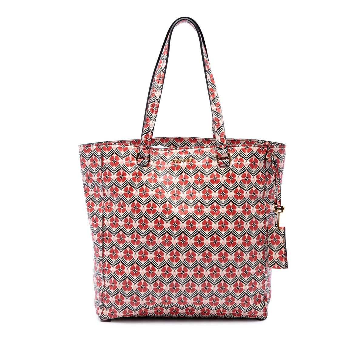 Miu Miu Leather Madras Floral Tote
