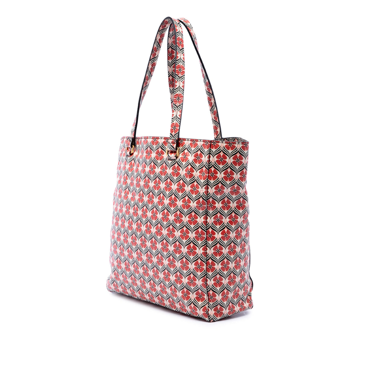 Miu Miu Leather Madras Floral Tote