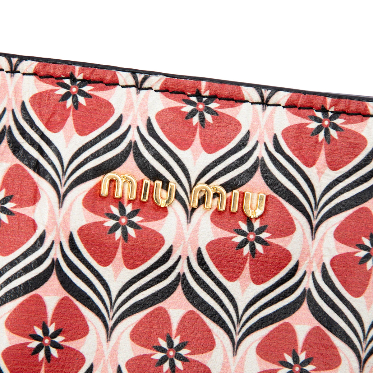 Miu Miu Leather Madras Floral Tote